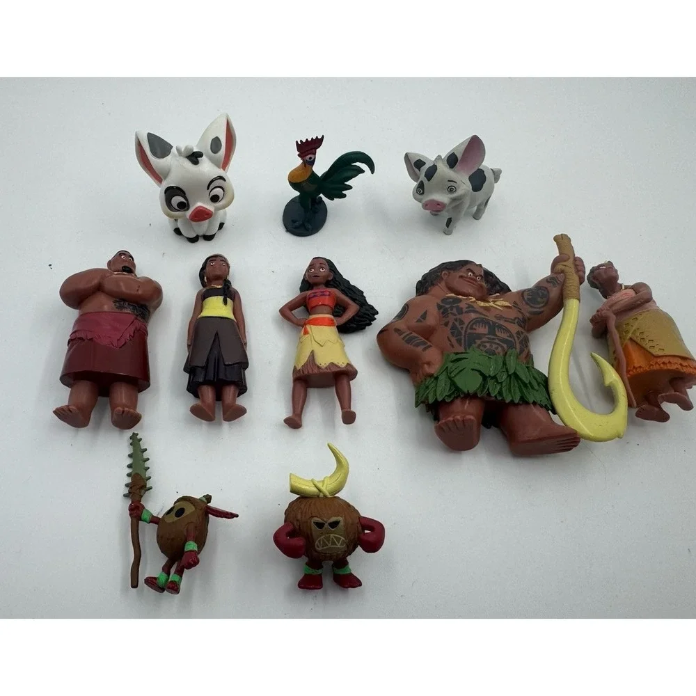 Disney Moana Maui, Father Chief Tui Pua Pig Hei Hei Lava Figures Cake Toppers